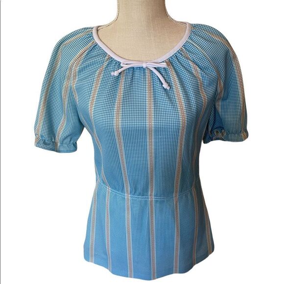 Vintage “Alive Tops” Gingham Check Blouse from 1970 - Picture 1 of 7
